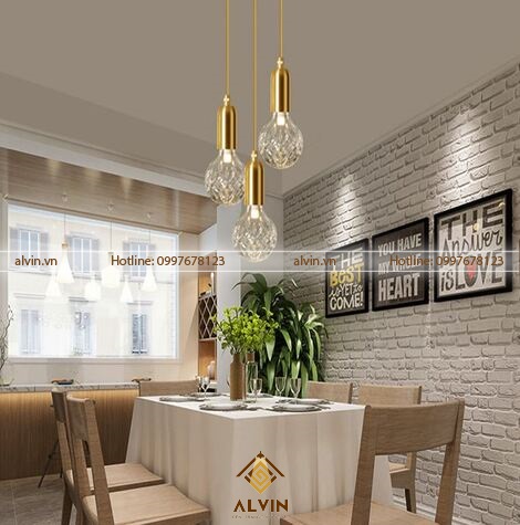 Mẫu đèn thả đơn tạo hình pha lê nghệ thuật