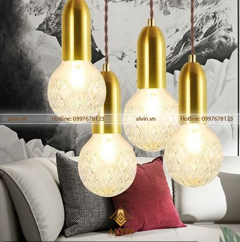 Mẫu đèn thả đơn tạo hình pha lê nghệ thuật