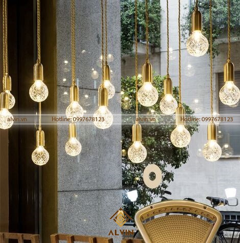 Mẫu đèn thả đơn tạo hình pha lê nghệ thuật