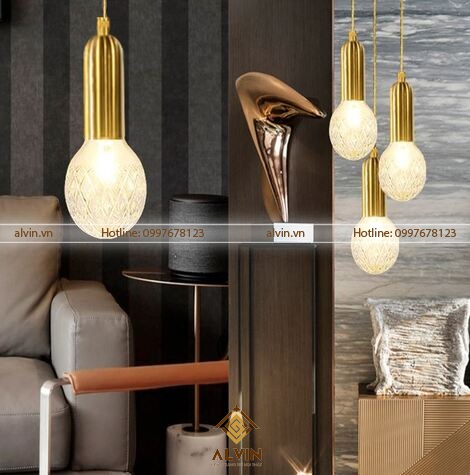 Mẫu đèn thả đơn tạo hình pha lê nghệ thuật