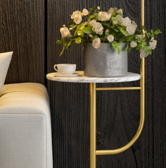 Mẫu đèn cây đứng Nordic kết hợp bàn decor