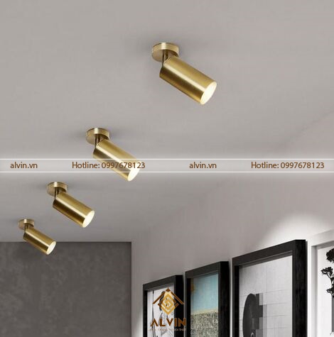 Đèn LED rọi không ray vàng đồng cao cấp