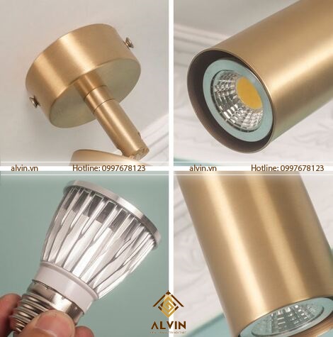 Đèn LED rọi không ray vàng đồng cao cấp