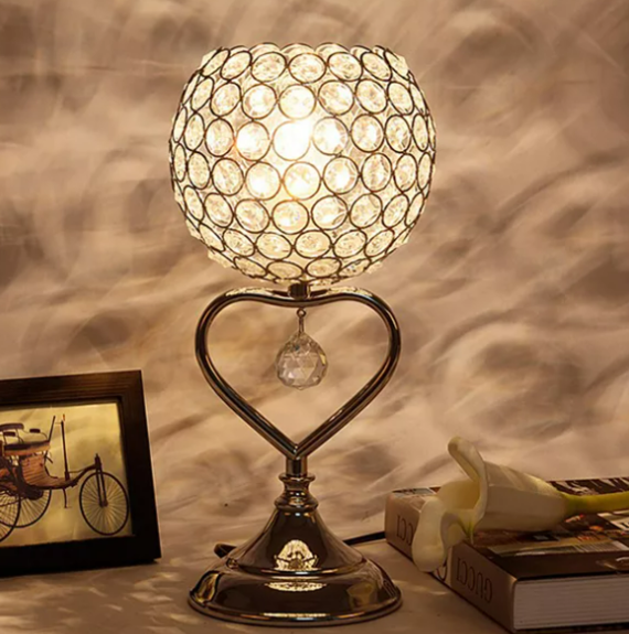 Đèn ngủ pha lê đẹp thiết kế hình trái tim ĐĐB06